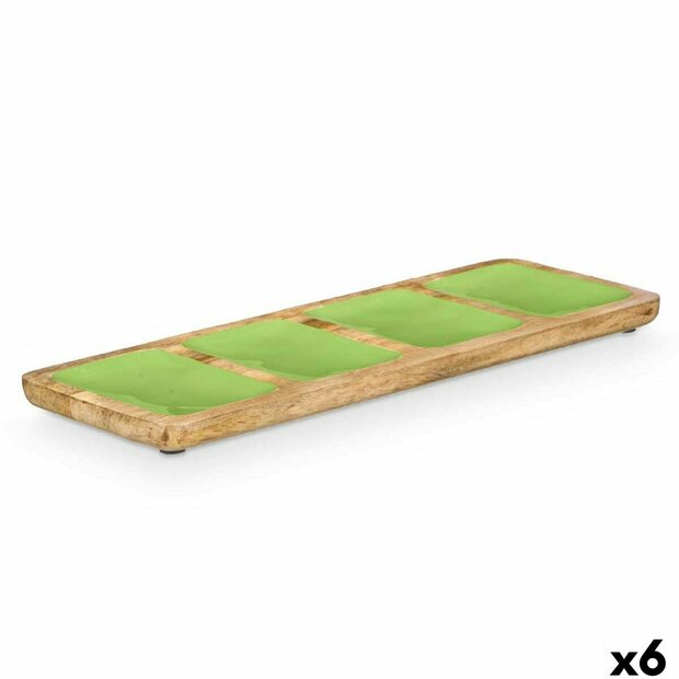 Dienblad met Vakjes GiftDecor MALI-941 G Groen 46 x 3 x 17 cm (6 Stuks) 1