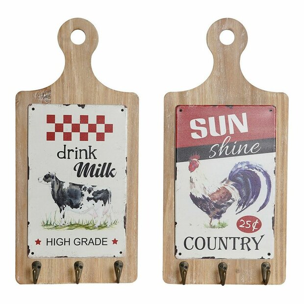 Kapstok DKD Home Decor Rood Hout Metaal (2 pcs) (21 x 5 x 45 cm) 1