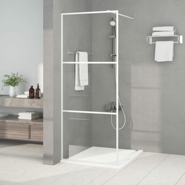 Inloopdouchewand 80x195 cm transparant ESG-glas wit 1