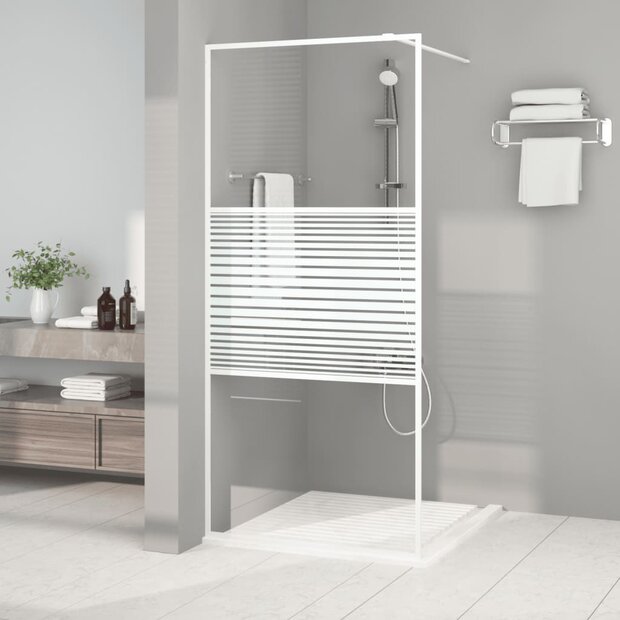 Inloopdouchewand 90x195 cm transparant ESG-glas wit 1