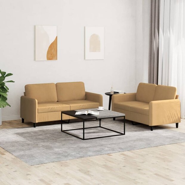 2-delige Loungeset fluweel bruin 1