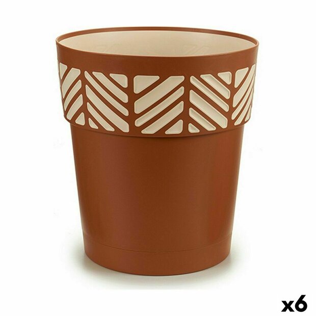 Zelfwaterende bloempot Stefanplast Orfeo Terra cotta Plastic 29 x 29 x 29 cm (6 Stuks) 1