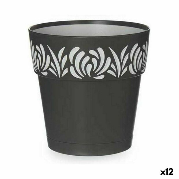 Zelfwaterende bloempot Stefanplast Gaia Antraciet Plastic 15 x 15 x 15 cm (12 Stuks) 1