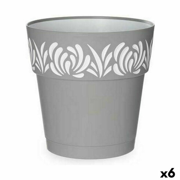 Zelfwaterende bloempot Stefanplast Gaia Grijs Plastic 25 x 25 x 25 cm (6 Stuks) 1