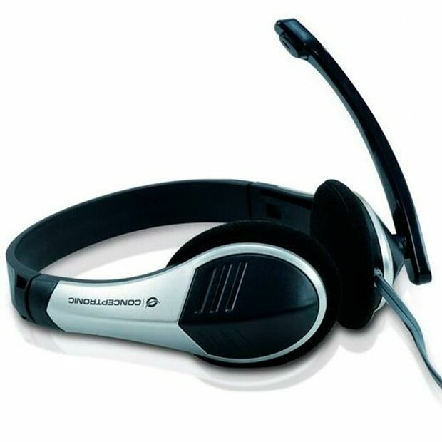 Hoofdtelefoon met microfoon Conceptronic Allround Stereo Headset Zwart Zilverkleurig 1