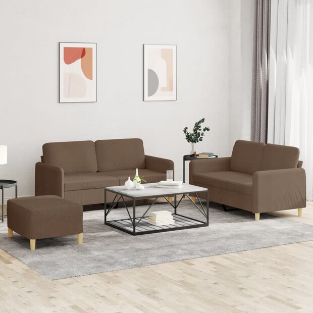 4-delige Loungeset met kussens stof bruin 1
