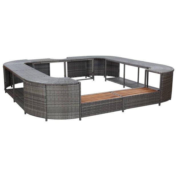 Spa-ombouw vierkant 268x268x55 cm poly rattan grijs 1