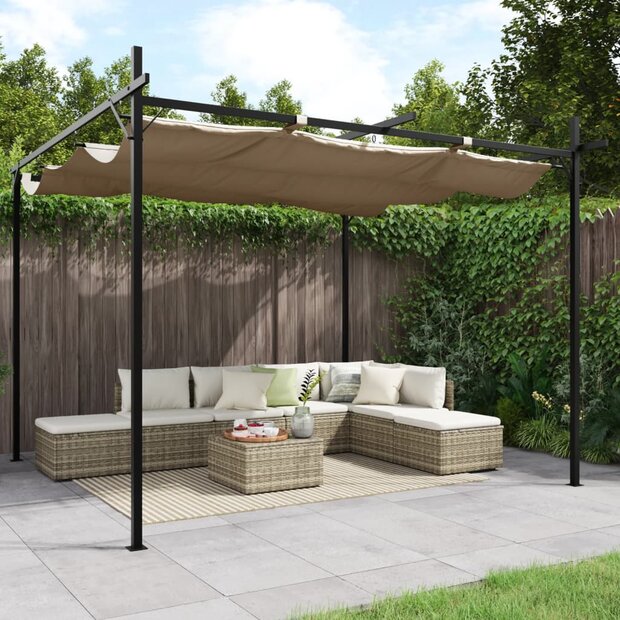 Pergola met uitschuifbaar dak 295x292x230 taupe 1
