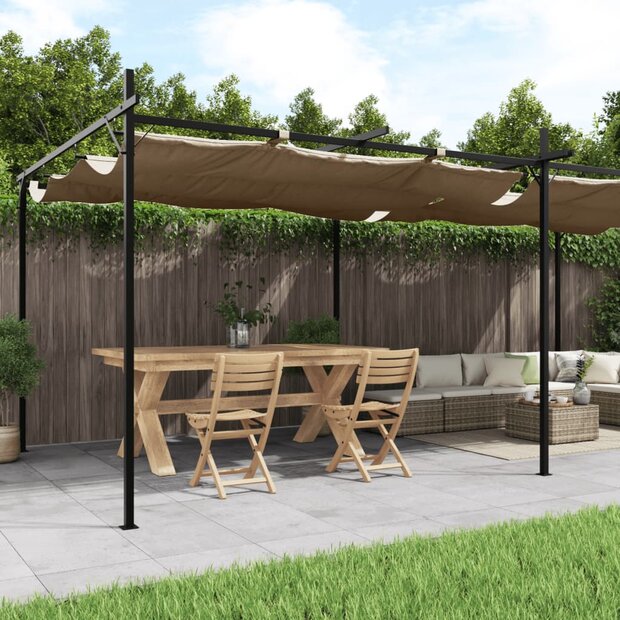 Pergola met uitschuifbaar dak 589x292x230 taupe 1
