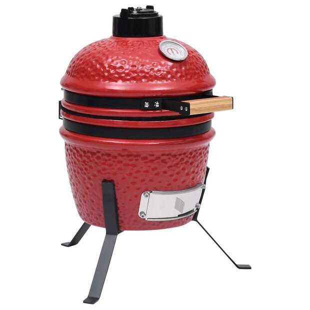 Kamado barbecue 2-in-1 56 cm keramiek rood 1