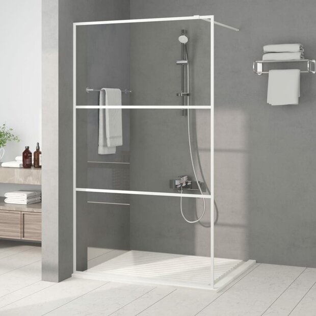 Inloopdouchewand 115x195 cm transparant ESG-glas wit 1