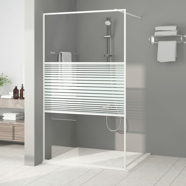 Inloopdouchewand 115x195 cm transparant ESG-glas wit 1