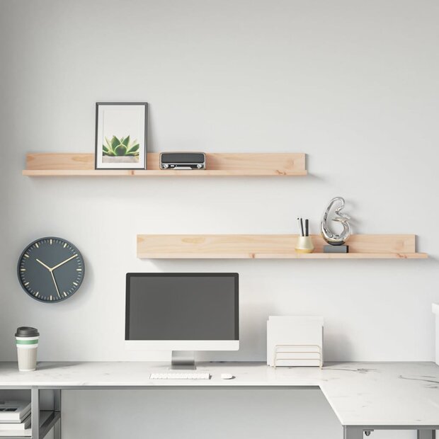 Wandkasten 2 st 110x11x9 cm massief grenenhout 1