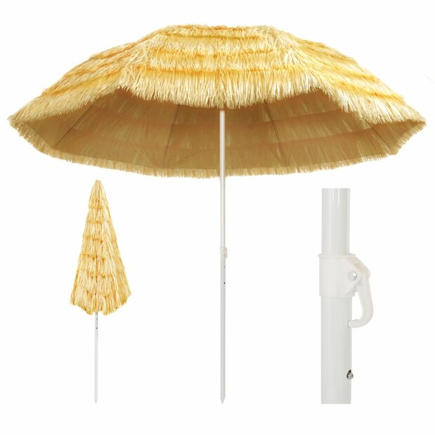 Strandparasol Hawa&iuml; stijl 300 cm naturel 1