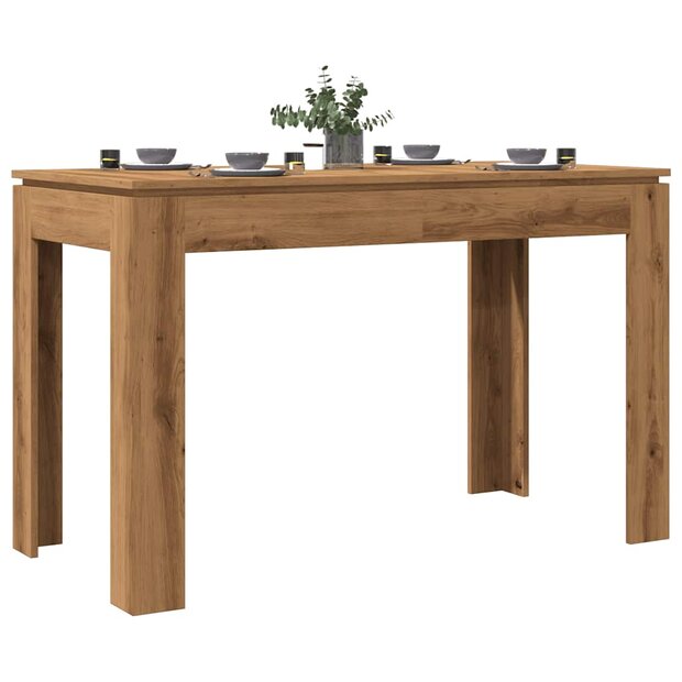Eettafel 120x60x76 cm bewerkt hout artisanaal eikenkleur 1
