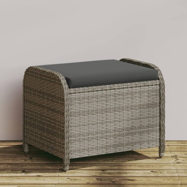 Tuinkruk met kussen 58x46x46 cm poly rattan grijs 1