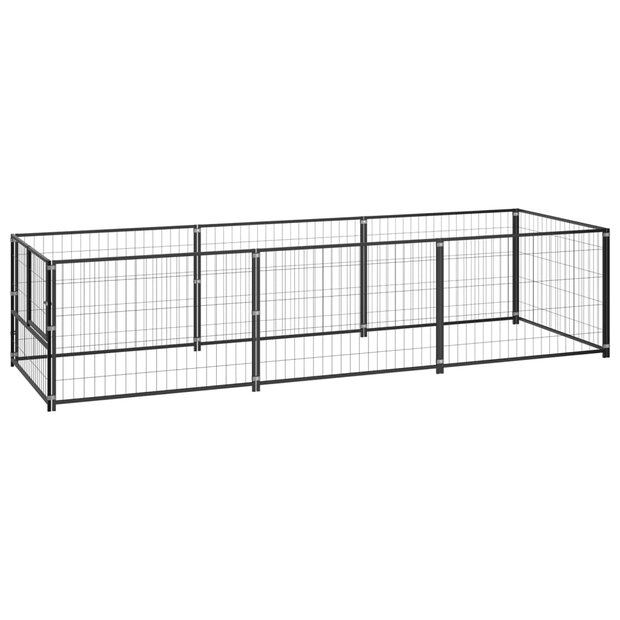 Hondenkennel 3 m&sup2; staal zwart 1