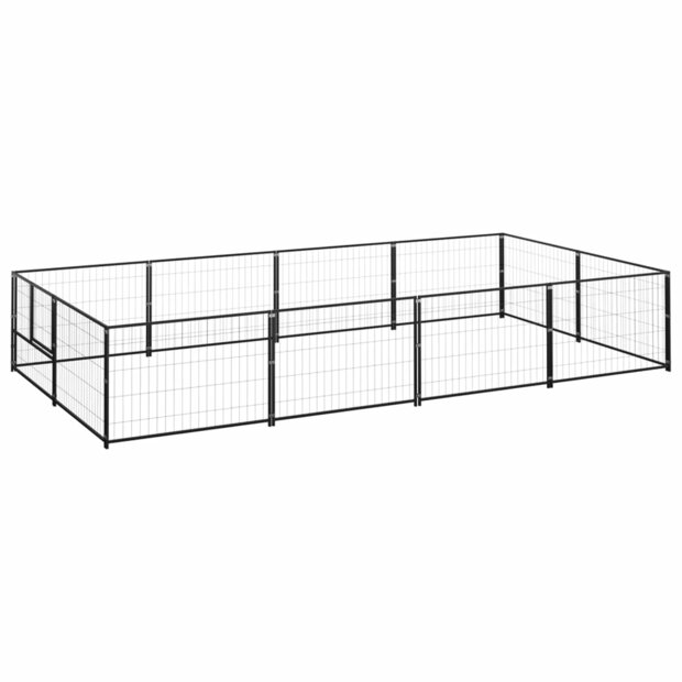 Hondenkennel 8 m&sup2; staal zwart 1