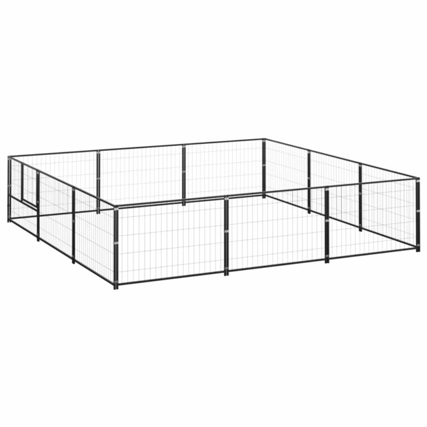 Hondenkennel 9 m&sup2; staal zwart 1