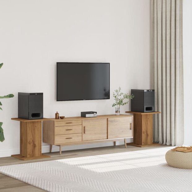 Speakerstandaards 2 st 30x30x60 cm hout artisanaal eikenkleurig 1