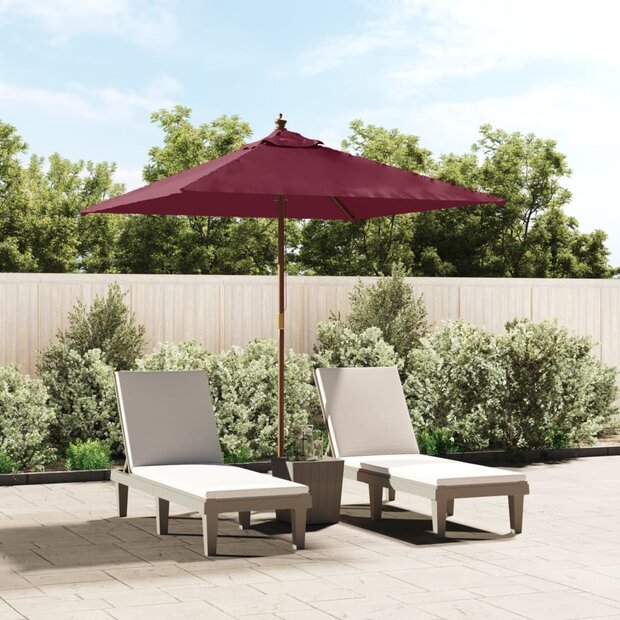 Parasol met houten paal 198x198x231 cm bordeauxrood 1