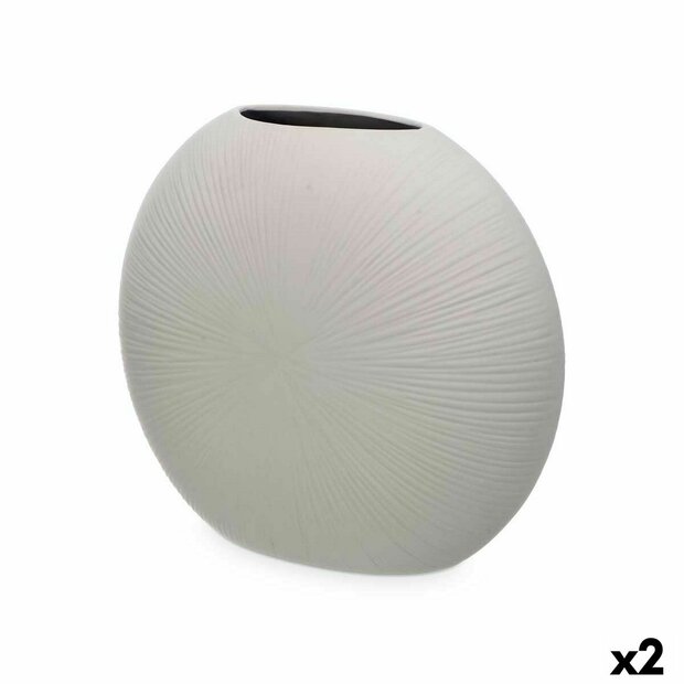 Vaas Grijs Keramisch 36 x 34 x 16 cm (2 Stuks) Rond 1
