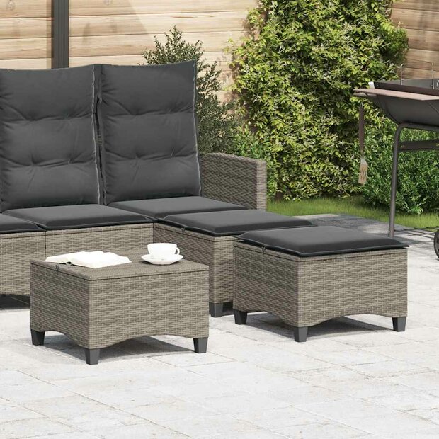 Tuinkrukken met kussens 2 st 55x55x36 cm poly rattan grijs 1