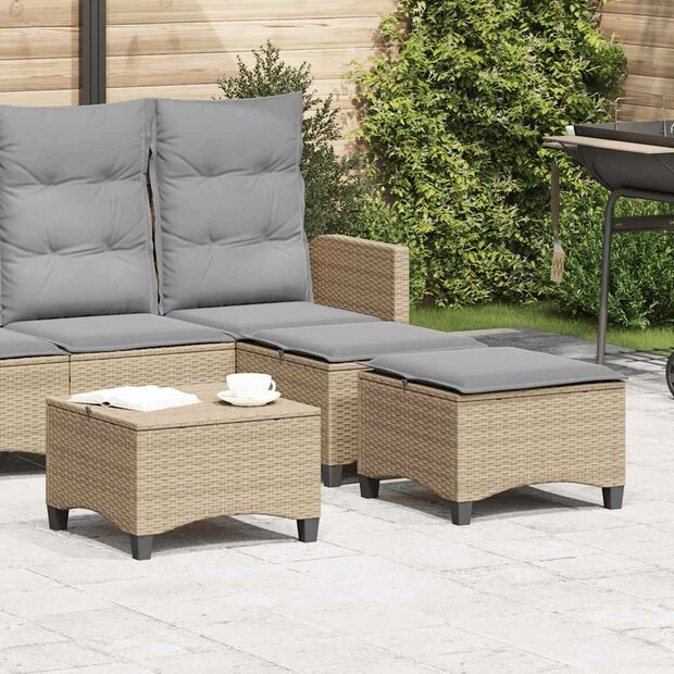 Tuinkrukken met kussens 2 st 55x55x36 cm poly rattan beige 1