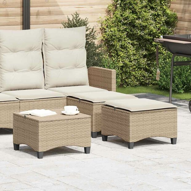 Tuinkrukken met kussens 2 st 55x55x36 cm poly rattan beige 1