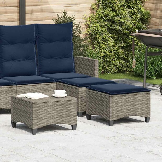 Tuinkrukken met kussens 2 st 55x55x36 cm poly rattan grijs 1