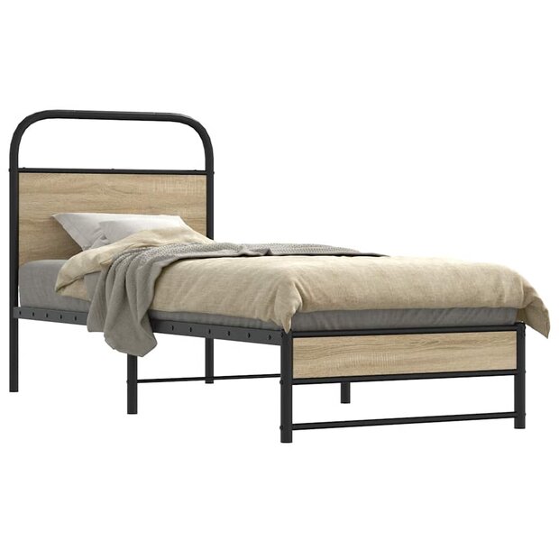 Bedframe zonder matras bewerkt hout gerookt eiken 80x200 cm 1