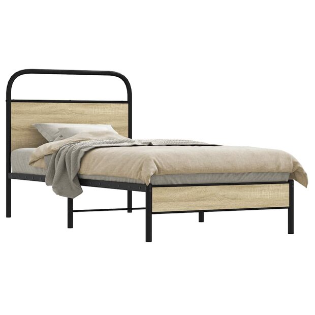 Bedframe zonder matras bewerkt hout sonoma eikenkleur 75x190 cm 1