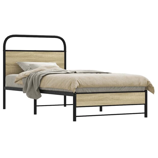Bedframe zonder matras bewerkt hout sonoma eikenkleur 75x190 cm 1