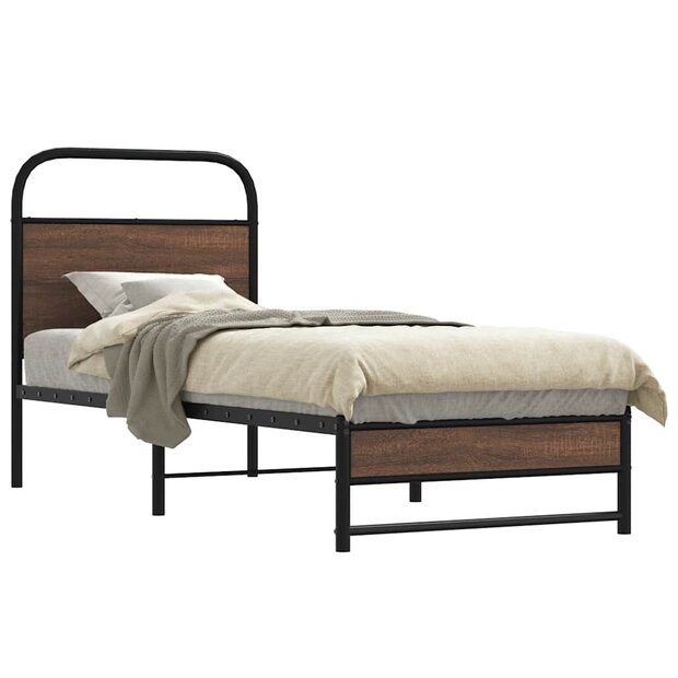 Bedframe zonder matras bewerkt hout bruin eikenkleur 75x190 cm 1