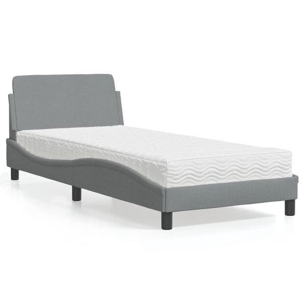 Bed met matras stof lichtgrijs 80x200 cm 1