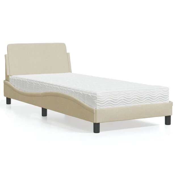 Bed met matras stof cr&egrave;mekleurig 80x200 cm 1