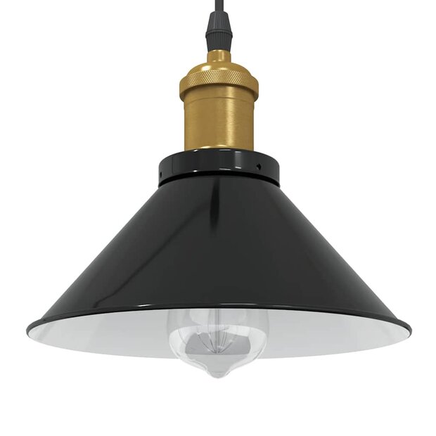 Hanglamp in hoogte verstelbaar E27 &Oslash;22 cm metaal glanzend zwart 1