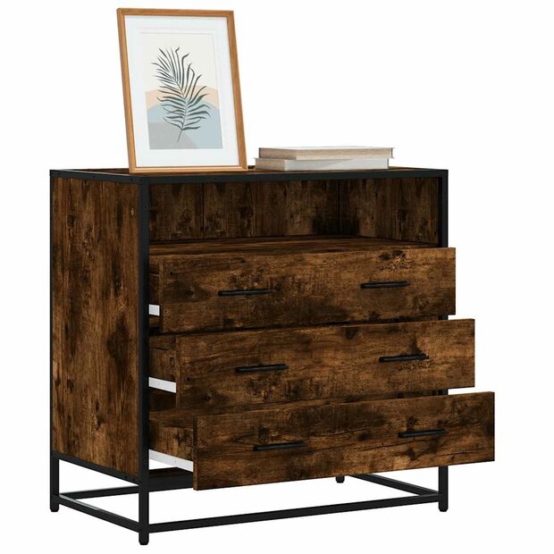 Ladekast 70x41x70 cm bewerkt hout gerookt eikenkleurig 1