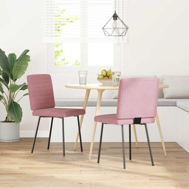 Eetkamerstoelen 2 st fluweel roze 1