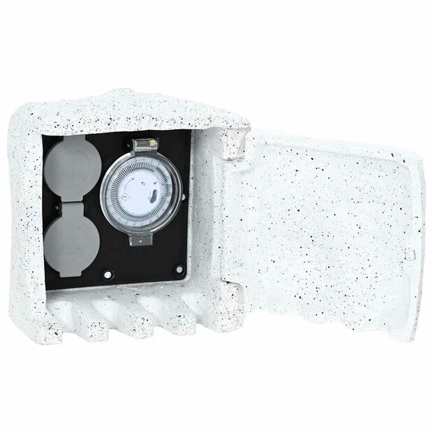 Tuinstopcontact met tijdschakelaar kunststeen 1