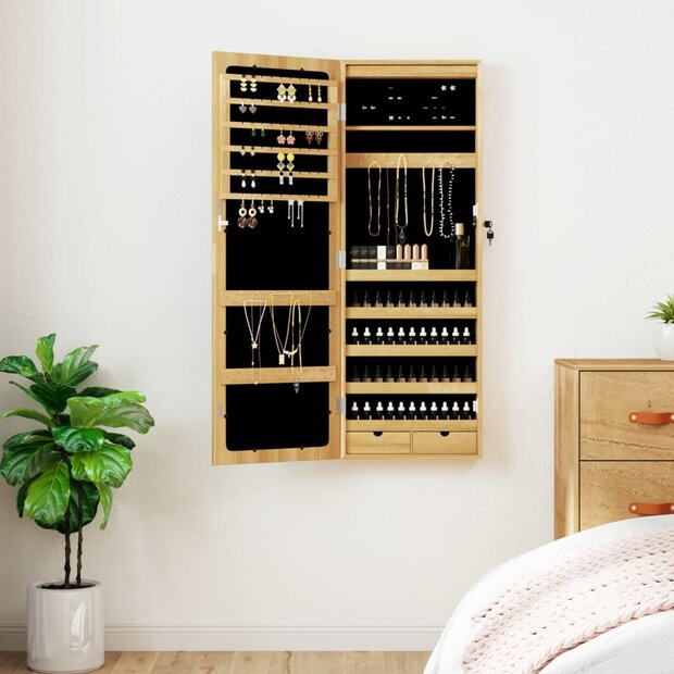 Sieradenkast met spiegel en LED wandgemonteerd 1