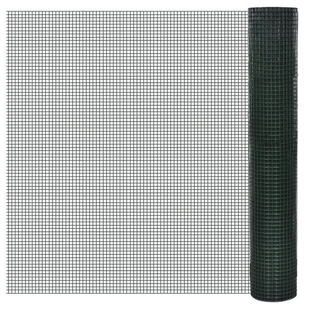 Kippengaas 10x1 m gegalvaniseerd staal met PVC-coating groen 1