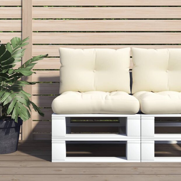 Palletkussens 2 st stof cr&egrave;mekleurig 1