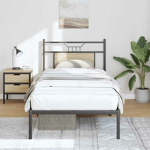 Bedframe zonder matras hout sonoma eikenkleurig 75x190 cm 1