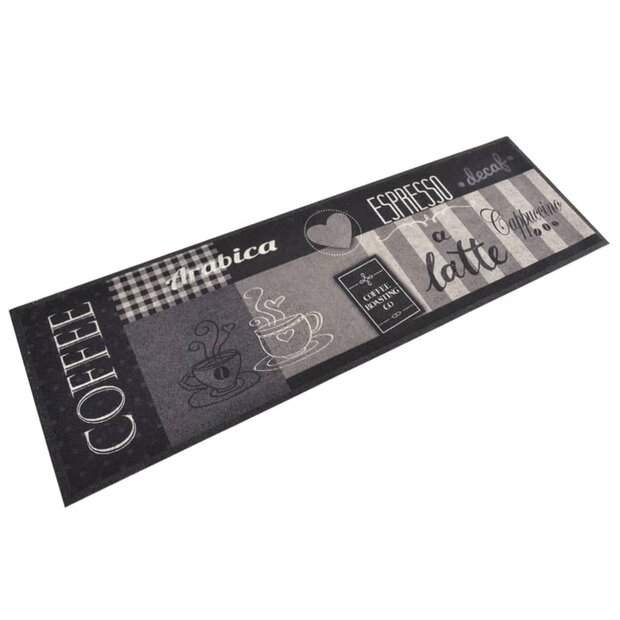 Keukenmat wasbaar koffieprint 60x180 cm fluweel zwart 1