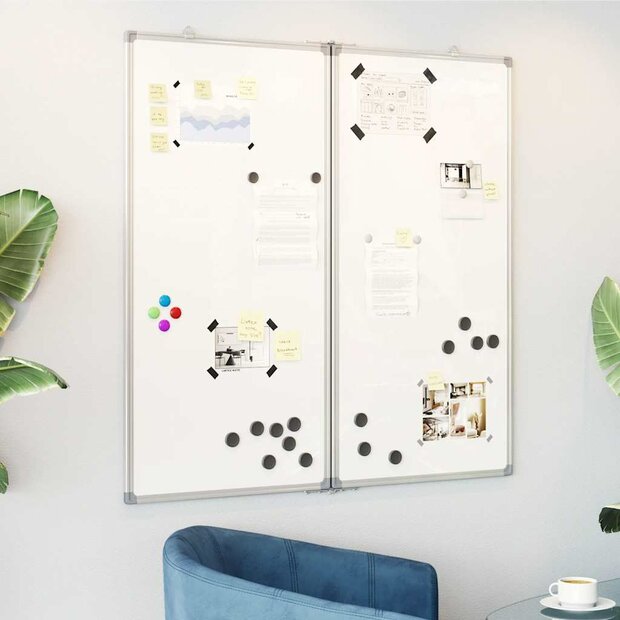 Whiteboard magnetisch inklapbaar 100x100x1,7 cm aluminium 1
