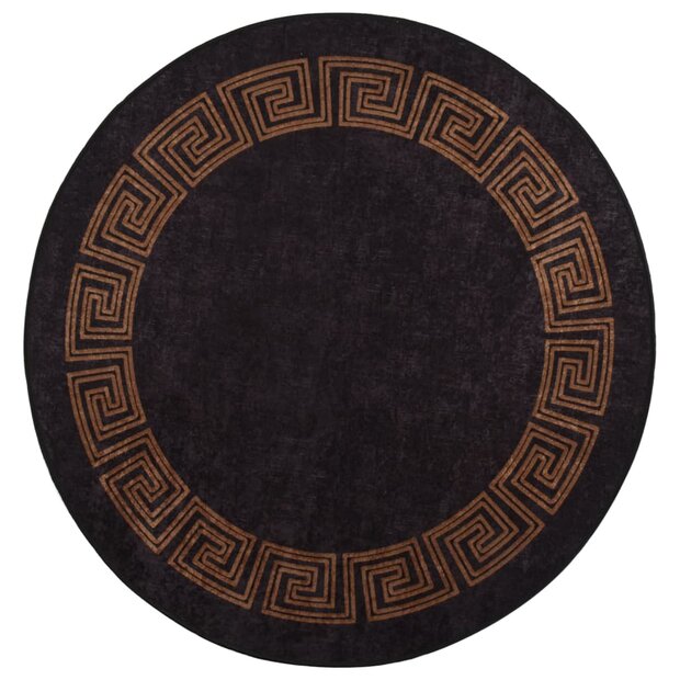 Vloerkleed wasbaar anti-slip &oslash;120 cm zwart en goudkleurig 1