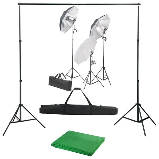 Fotostudioset met verlichtingsset en achtergrond 1