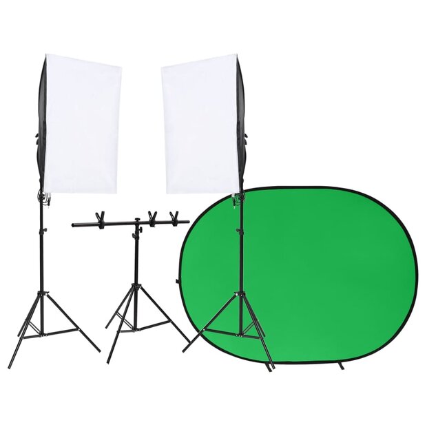 Fotostudioset met verlichtingsset en achtergrondscherm 1