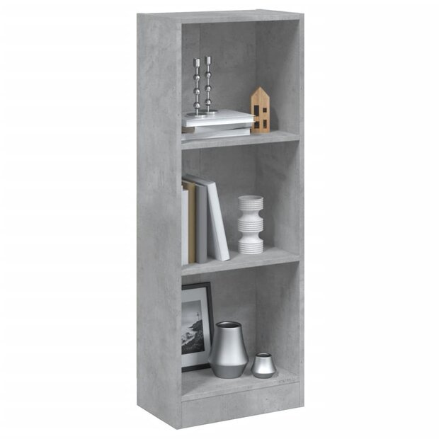 Boekenkast met 3 schappen 40x24x109 cm bewerkt hout betongrijs 1